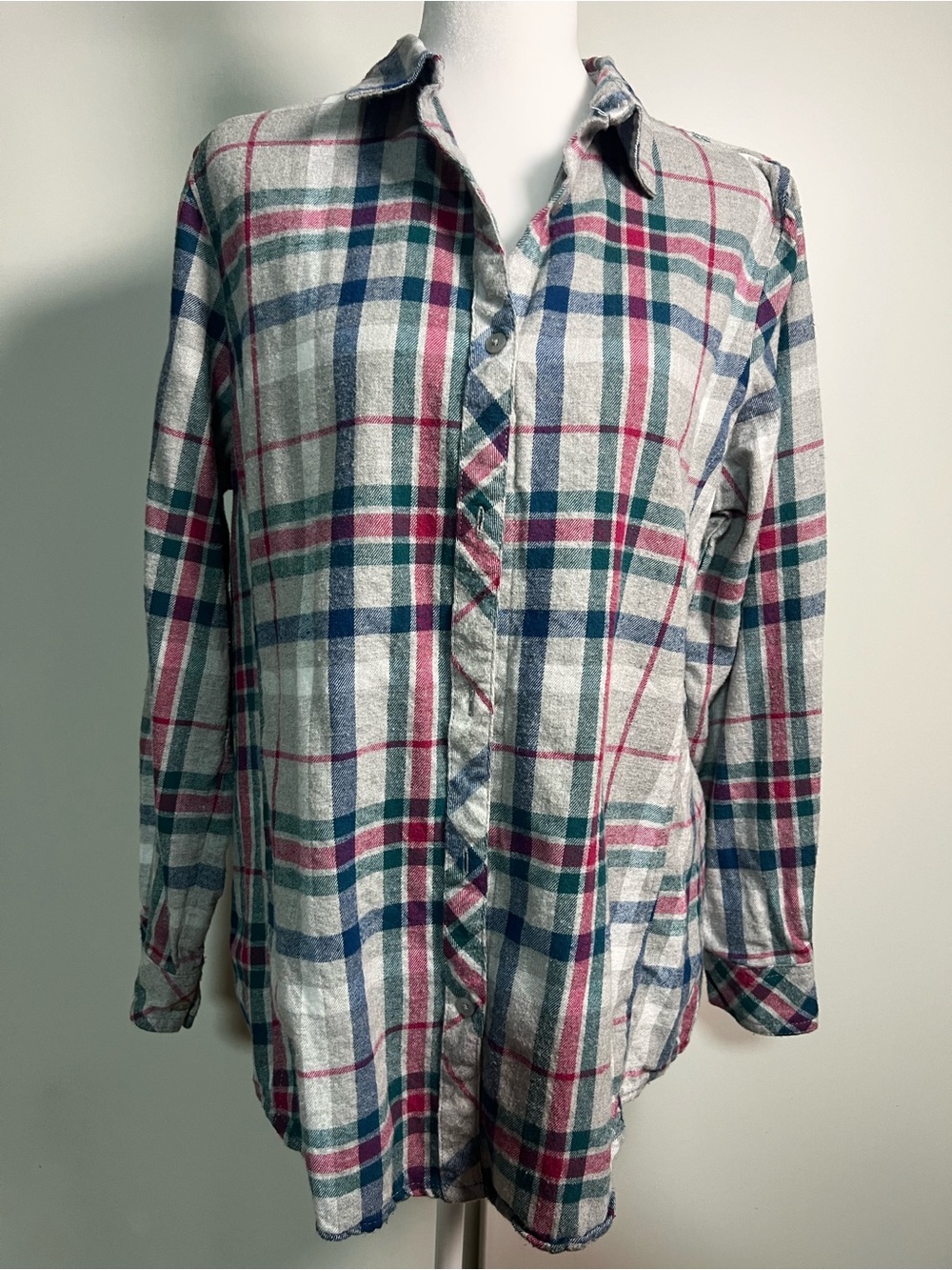 Indigo Plaid Button-Down Shirt in Blue, Pink & Gray